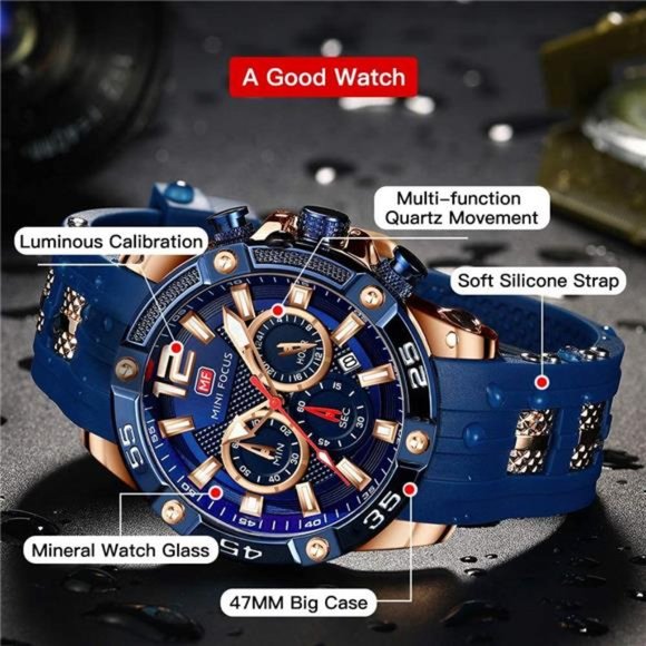 Men Watch Casual Wrist Watches Chronograph/Waterproof/Luminous/Calendar/24 Hours - Picture 3 of 5
